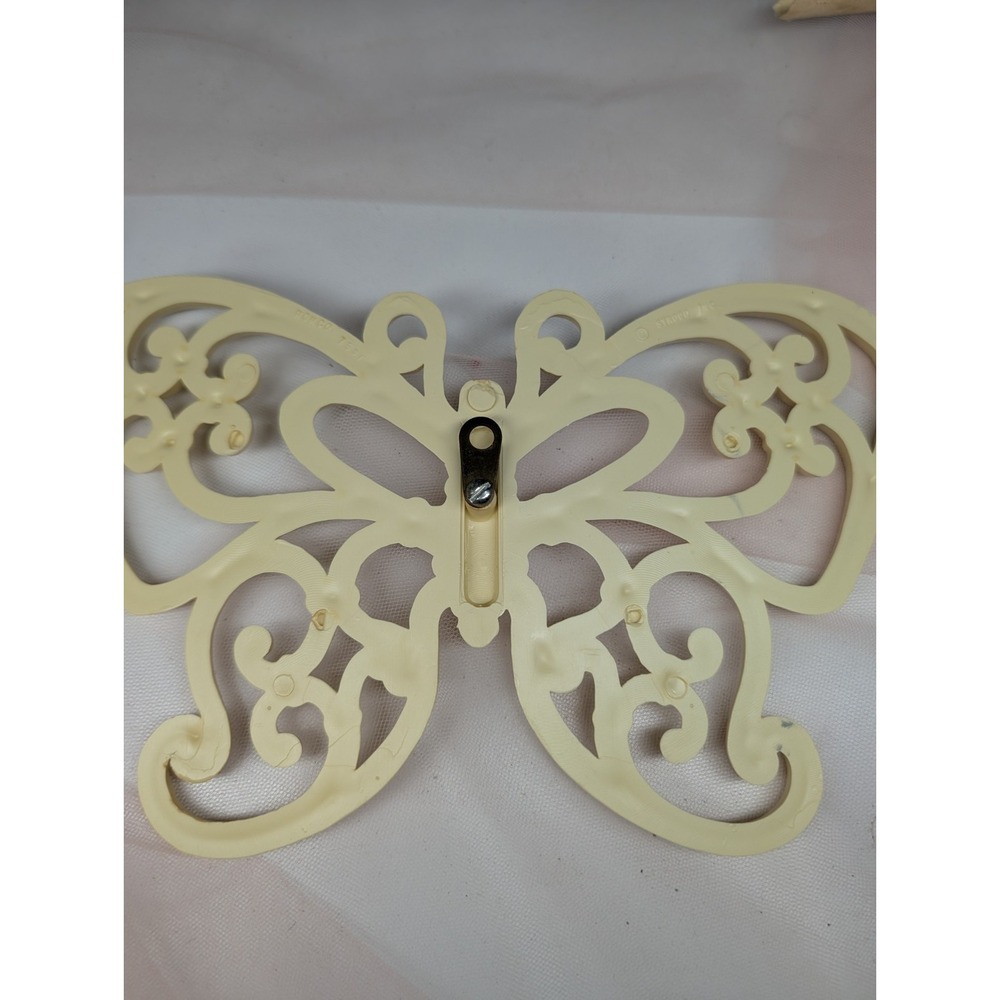 Mid Century Homco / Syroco Cream Butterfly Wall Plaques Set of 2 Retro 7551 - Picture 4 of 9